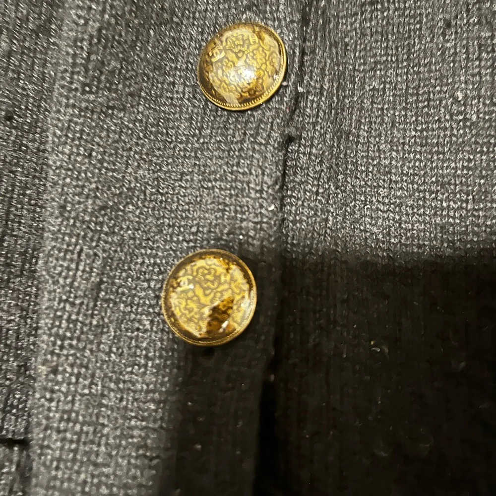 CHANEL Black Wool Button Front Cardigan Jacket